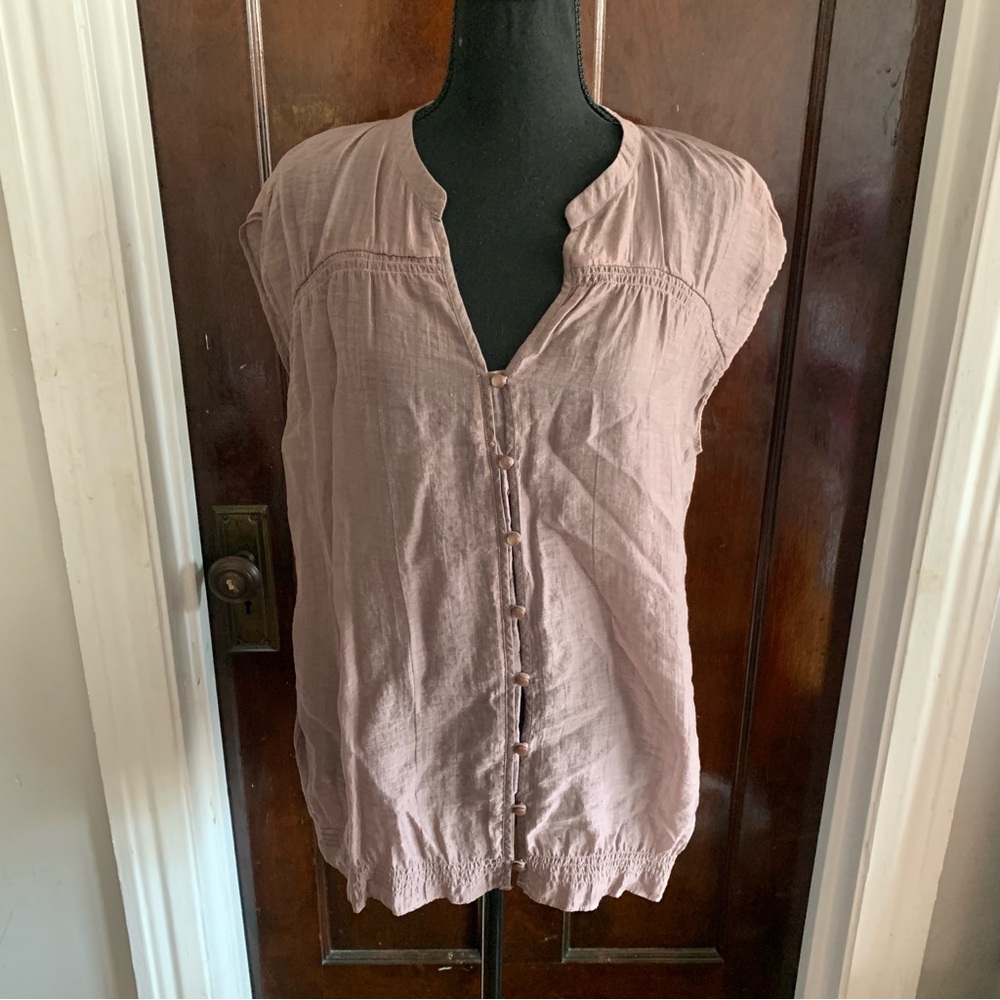 Women's Mauve  Lightweight Sheer Button-Down Top LOFT Sz LARGE